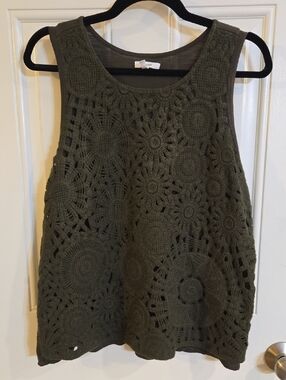 Maurices Olive Crochet Tank Top